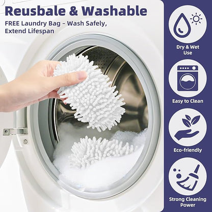 LOVECO 8 Pack Universal Steam Cleaner Accessories, Reusable Steam Shot Attachments, Steam Mop Pads, Handheld Steamer Washable Cloth - 8 Coral Cloths + Laundry Bag