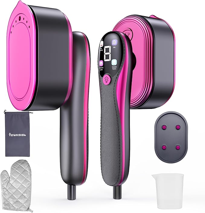 Travel Steamer for Clothes, 2-in-1 Foldable Handheld Garment Steamer & Iron with LED Display, 10s Fast Heat Up, Smart Steam Control with 4 Modes, No-Leak Design, Perfect for Home & Travel