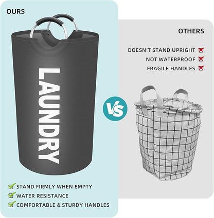 StorageRight 75L Large Laundry Basket, Laundry Hamper, Dirty Clothes Hamper for Laundry, Collapsible, Waterproof Laundry Baskets with Foam Protected Aluminum Handles for Laundry, Dorm, Family (Grey)