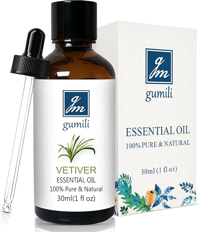 GM Gumili Vetiver Essential Oil 1 Oz - 100% Pure & Natural Vetiver Oil for Diffuser, Aromatherapy, Skin, Hair, Massage, Relaxing Scent