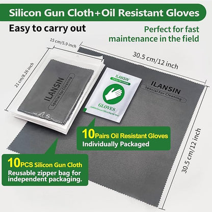 Silicon Gun Cloth 10Pack 12'' ×12'' Gun Cleaning Cloths Lint Free - Gun Cleaning Wipes with Silicon Gray Gun Cleaning Rags for Gun Cleaning/Polishing Silicon Rags