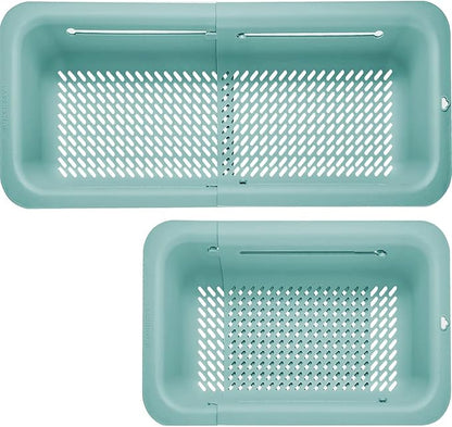 LASSHSWA Collapsible Colander for Kitchen, Over the Sink Strainer Basket for Kitchen, Fruit Pasta Food Strainer Expandable Plastic Colander BPA Free (Turquoise Blue)