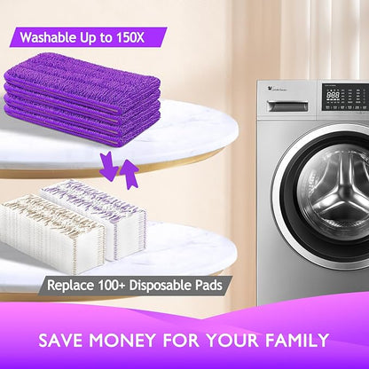 Reusable Power Mop Refill Pads Compatible with Swiffer PowerMop Mop - Power Mop Pads Refill - Washable Microfiber Pads for Multi-Surface Floor Cleaning, 5 Pack