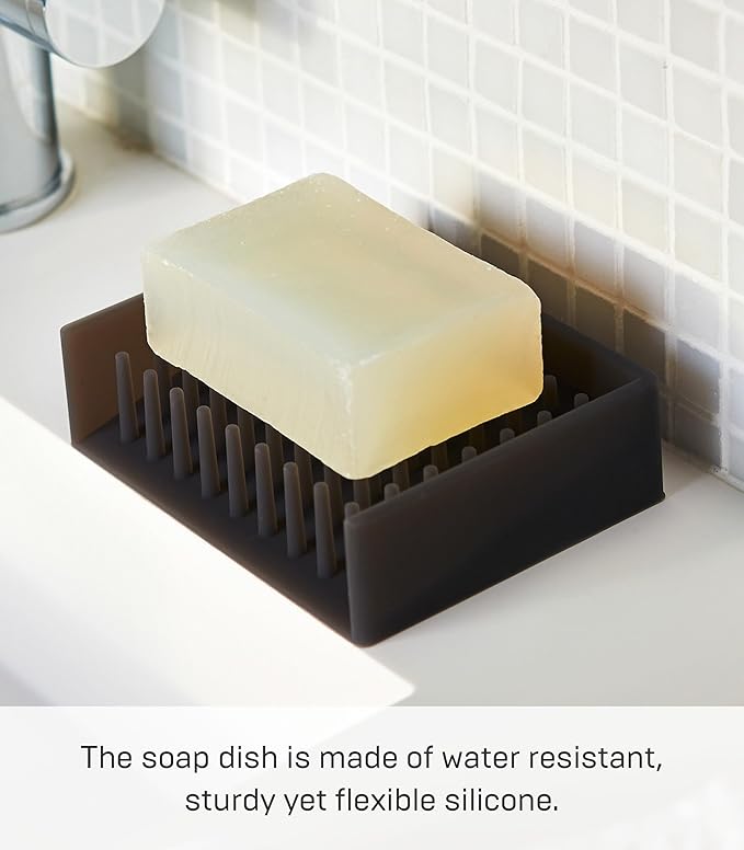 Yamazaki Home Float Self Draining Soap Tray - Floating Holder Dish for Sink - Silicone