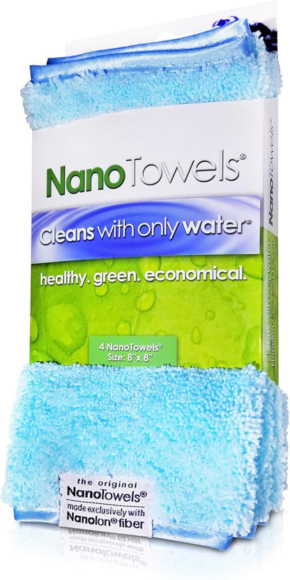 Life Miracle Nano Towels - Amazing Eco Fabric That Cleans Virtually Any Surface with Only Water. No More Paper Towels Or Toxic Chemicals | 4-Pack (8x8, Seashore Teal)