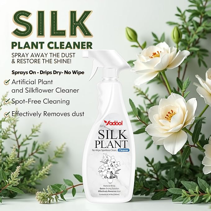 Silk Plant Cleaner Spray No Wipe - Artificial Plant & Silk Flower Cleaner Spray, Dust Remover for Fake Plants, No Wipe, Quick Drying - 16.91oz