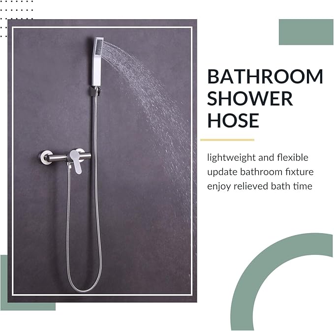Flexible Shower Hose 59 Inches, APLusee 304 Stainless Steel Shower Tube With Swivel Brass Connector, Extension Replacement Part For Handheld Sprayer And Bidet, Brushed Nickel