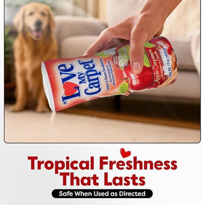 6 Love My Carpet | Carpet Deodorizer & Freshener Powder | 17 oz Pet Odor Eliminator for Strong Odor & Pet Urine | APPLE CINNAMON | Safe for Homes with Pets