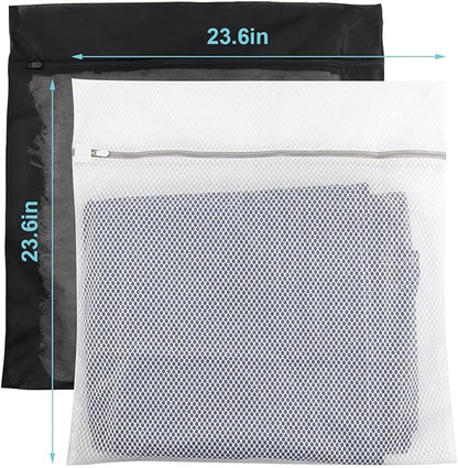 4Pack Mesh Laundry Bag Delicates Laundry Bag-Extra Large Durable Wash Bag with Honeycomb Mesh Big Clothes,Household,Bed Sheet,Stuffed Toys,Curtain,Blanket,Bedcover,Sweater,24x24In(2Black & 2White)