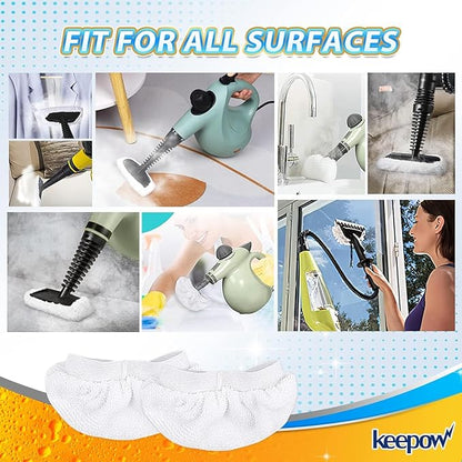 KEEPOW Steam Cleaner Accessories Compatible with PurSteam Steam Mop Cleaner - Washable Microfiber Pads for Hardwood Floor Cleaning, Universal Microfiber Cloths (6 Pack)