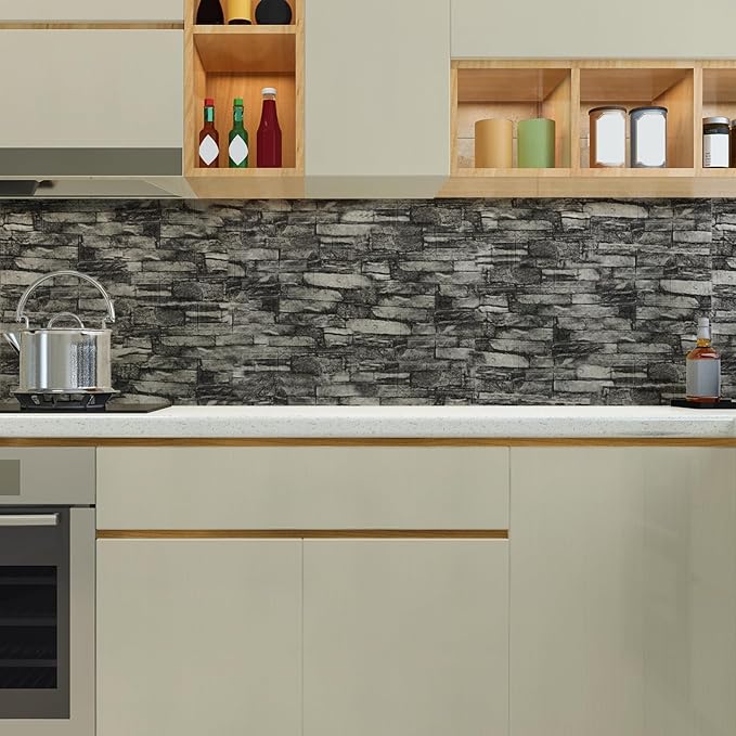30PCS 3D Wall Panels Peel and Stick Foam, Self-Adhesive Decorative 3D Brick Wallpaper Wall Covering, Faux Stone Wall Panel Foam Brick for Living Room, Kitchen, Bathroom