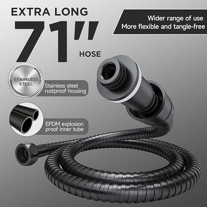 Veken Wide High Pressure Rain Shower Head with Handheld, Handheld Shower Heads with Multi Spray Modes, Rainfall Combo with 15" Metal Extension Arm, Detachable Dual Shower, 1.8GPM, Matte Black