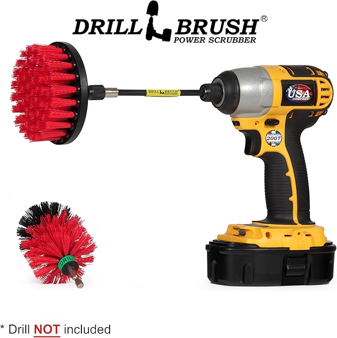 Cleaning Kit with Extension - Outside Patio and Deck Brush - Rust Tool Remover Brush - Concrete Swimming Pools Cleaner - Garden Fountain Brush Cleaner - Monuments and Headstones Restoration Brushes