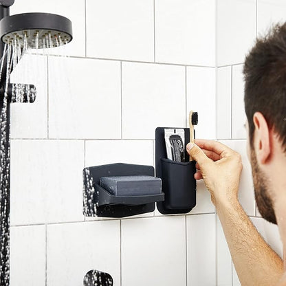 TOOLETRIES The Henry Essentials Holder - Silicone Toiletry Organizer, Shower & Bathroom Accessory - Features Silicone-Grip Technology, Removable & Reusable - Charcoal