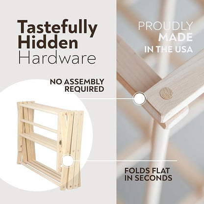 Pennsylvania Woodworks Premium American Maple Clothes Drying Rack - Handcrafted in Pennsylvania - Solid Wood Construction, Collapsible, Eco-Friendly Laundry Solution (X-Large)