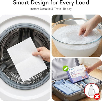 BellaLuce Sensitive Skin Laundry Detergent Sheets, 200 Loads (100 Count) - Hypoallergenic & Fragrance Free Washing Strips, Gentle for Baby, Travel & Dorm Essentials