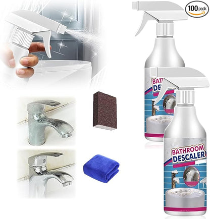 Bathroom Descaler Foam Cleaner Spray, 2026 New Upgraded Multipurpose Stubborn Stains Cleaner, All Purpose Rinse Cleaning Foam, Powerful Descaling Cleaning Agent for Kitchen Bath Glass (2)