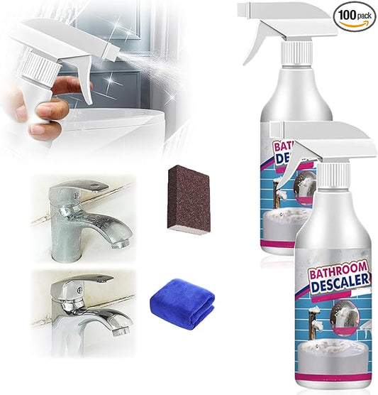 Bathroom Descaler Foam Cleaner Spray, 2026 New Upgraded Multipurpose Stubborn Stains Cleaner, All Purpose Rinse Cleaning Foam, Powerful Descaling Cleaning Agent for Kitchen Bath Glass (2)