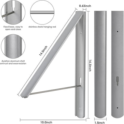 Retractable Clothes Drying Rack Wall Mounted, Foldable Space-Saving Hanger for Laundry Room/Bathroom/RV - Stainless Steel/Aluminum (Silver)