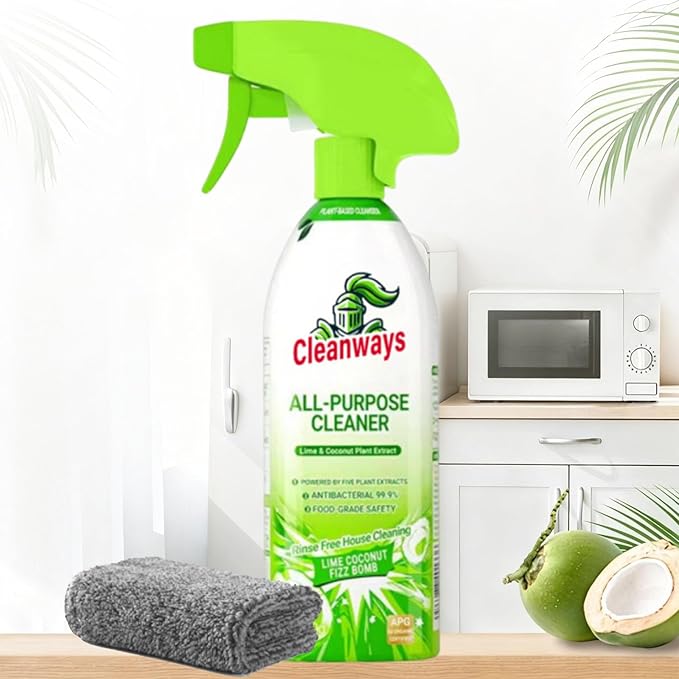 500ml Cleanways All Purpose Cleaner,Multi Surfaces Cleaner Spray Lime Coconut,Suitable for Refrigerators, Microwave Ovens, and Rice Cookers, Easy Home Cleaning with No Rinsing Required (1PCS)
