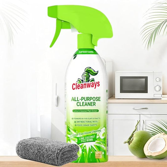 500ml Cleanways All Purpose Cleaner,Multi Surfaces Cleaner Spray Lime Coconut,Suitable for Refrigerators, Microwave Ovens, and Rice Cookers, Easy Home Cleaning with No Rinsing Required (1PCS)