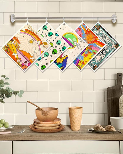 Swedish Dishcloths for Kitchen - 5 Pack Reusable Dish Cloths for Washing Dishes Absorbent Cute Funny Kitchen Towels Cleaning Sponge, Alien