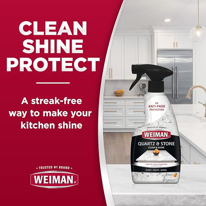 Weiman Quartz Countertop Cleaner and Polish - Clean & Shine Your Quartz Countertops Islands and Stone Surfaces with UV Protection