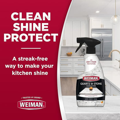 Weiman Quartz Countertop Cleaner and Polish - Clean & Shine Your Quartz Countertops Islands and Stone Surfaces with UV Protection