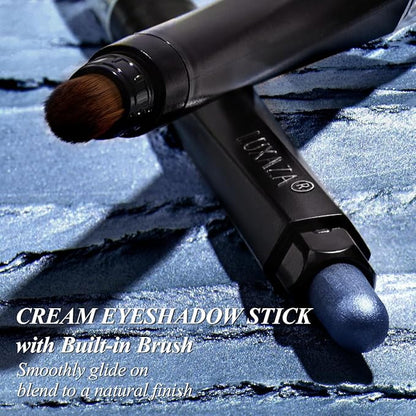 Neutral Eyeshadow Stick Makeup 6PCS Set, Blue Metallic Shimmer Matte Cream Eye Shadow Eyeliner Brightener Pencil Crayon - JEANS BLUE