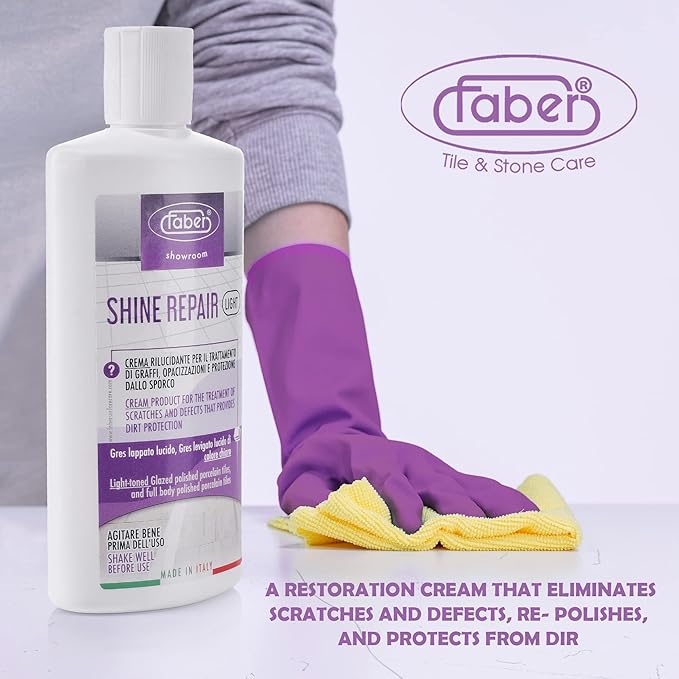 FABER Floor Shine Repair - Premium Floor Polishing Cream for Scratches & Defects, Protects from Dirt - Perfect for Colored Glazed & Full Body Polished Porcelain Tiles – Professional & Home Use