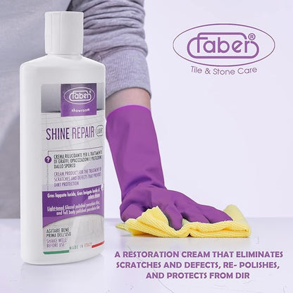 FABER Floor Shine Repair - Premium Floor Polishing Cream for Scratches & Defects, Protects from Dirt - Perfect for Colored Glazed & Full Body Polished Porcelain Tiles – Professional & Home Use