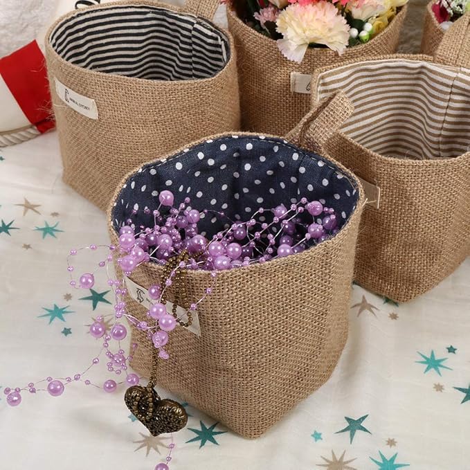 Cotton Linen Laundry Hamper Bag, Cotton Linen Hamper Hanging Clothes Bag for Home Gadget Storage Organizer Foldable Basket Bin (blue dot)