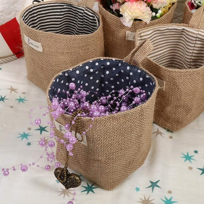 Cotton Linen Laundry Hamper Bag, Cotton Linen Hamper Hanging Clothes Bag for Home Gadget Storage Organizer Foldable Basket Bin (blue dot)