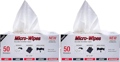 Eurow 200GSM Microfiber Cleaning and Drying Cloths with Dispenser Box, Reusable, Streak-Free, Scratch-Free, Ultra Absorbent, Edgeless for All Surface Types, 12x12in, 100-Pack, White