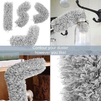 Microfiber Feather Duster with Extendable Pole, 30-100 inches Extra Long Cobweb Duster for Cleaning, Bendable Head, Non-Scratch, Washable Duster for Ceiling, Fan, Furniture Gray