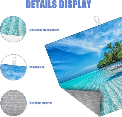 Beach Palm Tree Dish Drying Mat for Kitchen Counter Drying Pad Absorbent Reversible Dish Drainer Rack Mats Draining Pad 18"x24"Inch