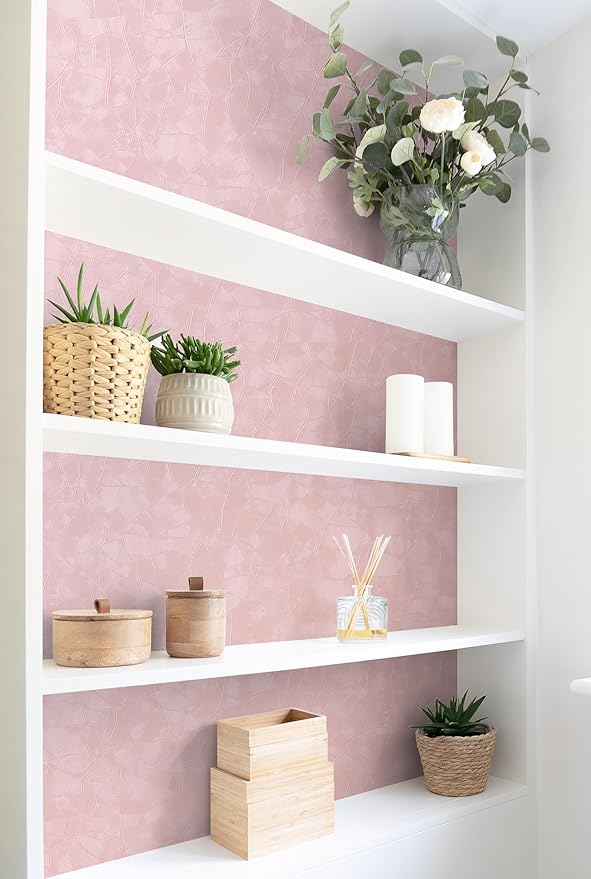 Yasinet Peel & Stick Wallpaper - Modern Pink Embossed Thicken Self-Adhesive Textured Contact Paper for Cabinets & Walls - Waterproof Vinyl Roll 393.7X15.7