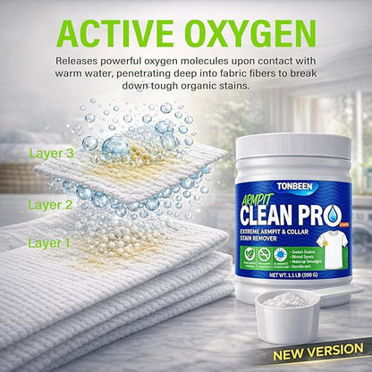 Oxygen Laundry Powder, Sweat & Deodorant Armpit Stain Remover for Clothes, Hyper Concentrated & Suitable for Multi-Stain, Yellow Oil Spot Tough Stain Build Up Remover - Gentle On Fabrics