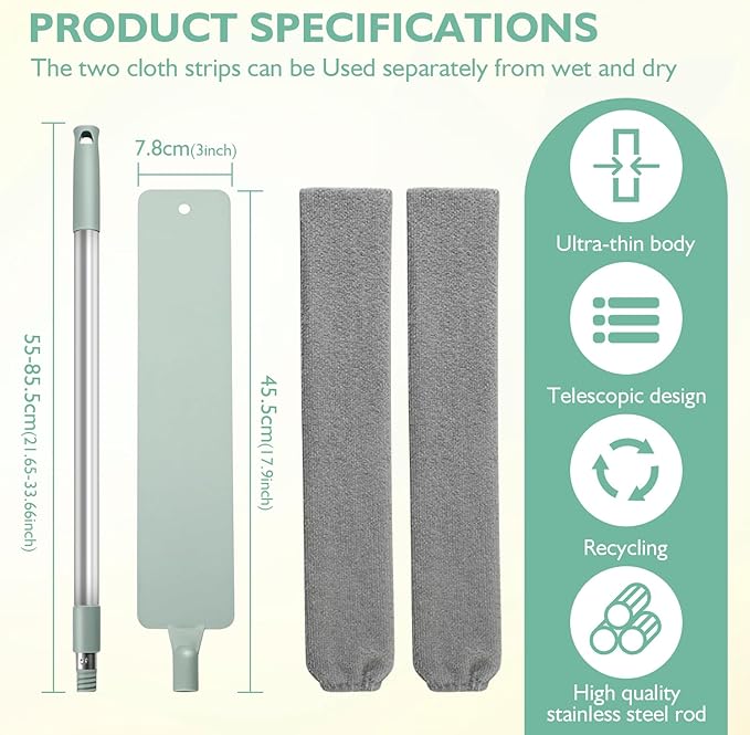 Retractable Gap Dust Cleaner – Extendable Microfiber Duster with Bendable & Removable Head, Washable Dusting Brush for Home, Kitchen, Car & Hard-to-Reach Areas (1)