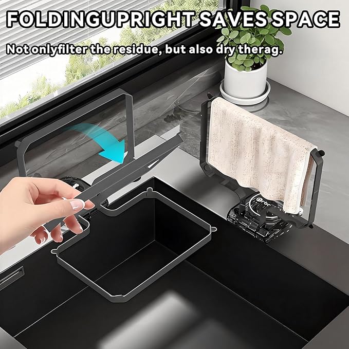Botsparty Kitchen Sink Strainer Basket with Suction Cups,50 Replaceable Mesh Bags & Adjustable Design - Food Filter &Catcher for Veggies, Fruits, Dishes
