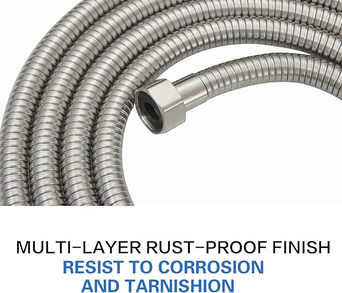 RUMOSE 98 inches Shower Hose Shower Head Extension Hose Extra Long Stainless Steel Shower Tube Attachment Flexible Handheld Shower Sprayer Hose, Brushed Nickel