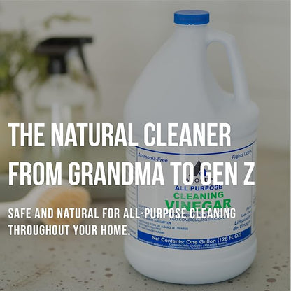 All-Purpose White Vinegar Cleaning Solution, 1 Gallon, Multi-Surface Cleaner for Hard Water Stains, Bathroom and Kitchen Surfaces, and Clothes, Effective Deodorizer