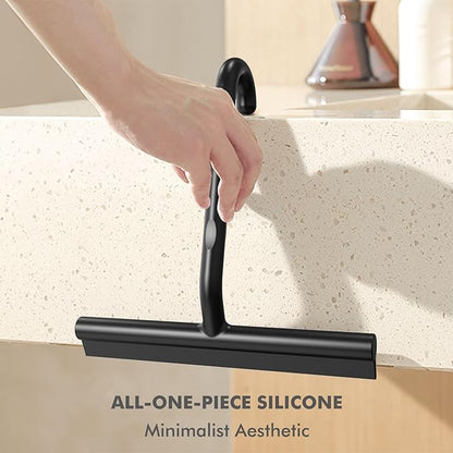 Shower Squeegee for Glass Doors, All-One-Piece Silicone with Built-in Hook Design for Easy Hanging, Streak-Free Bathroom Cleaner for Shower, Window Mirror Squeegee for Bathroom, Tile, Car