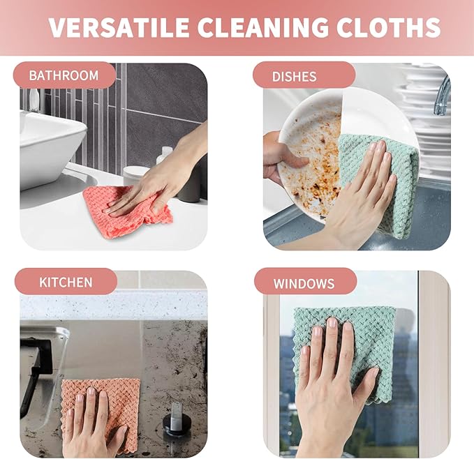 MAVGV Microfiber Cleaning Cloths, Pack of 60, Highly Absorbent Cleaning Supplies, Lint Free Cloths for Multiple-use, Powerful Dust Removal Cleaning Rags for House, Kitchen, Car Care 25 x 25 cm