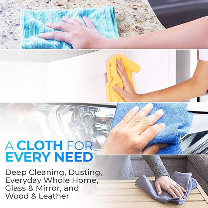 Fuller Brush 181 Dual Action Microfiber Cloths – 3-Pack, 16" x 16" Reusable Cleaning Towels with Scrubbing Stripes – Super Absorbent, Safe on All Surfaces