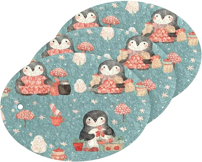 Penguin Kitchen Scrub Sponges, Pop-up Kitchen Cleaning Sponges Reusable Dish Washing Sponges for Bathroom Household Cleaning 3 Pack - Non Scratch Scrubber