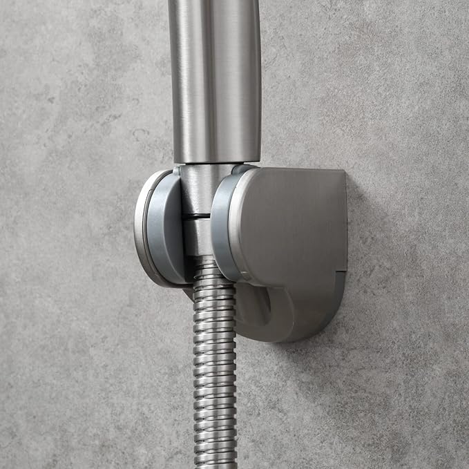 Tecmolog Adjustable Handheld Shower Head Bracket ABS Bathroom Hose Shower Wand Holder Wall Mount, Brushed Nickel, ST01NA