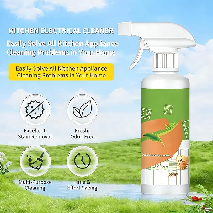 Electrolyzed Ion Kitchen Cleaner Spray, Multi-Purpose Powerful Household and Kitchen Fly Cleaning Spray, Clean Up Kitchen Oil Stains Spray, Natural Enzyme Formula for Hold, Oven, Stove (1)