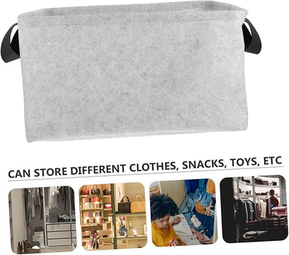 MAGICLULU Reusable Felt Storage Basket with Handles Medium Gray Laundry Hamper and Organizer Thick Material Washable and Portable Storage Box for Clothes and Items