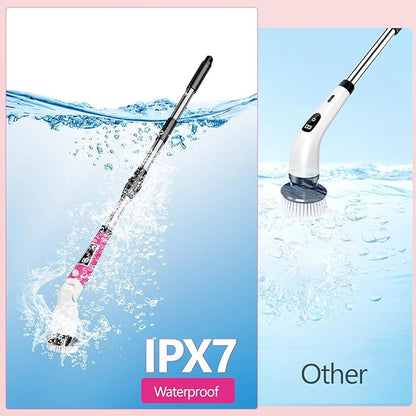 Electric Spin Scrubber,2026 New Adjustable Angle Cleaning Brush，IPX7 Waterproof Shower Scrubber with 3 Speed Settings,9 Brush Heads & Extendable Long Handle for Bathroom, Kitchen and Car Cleaning